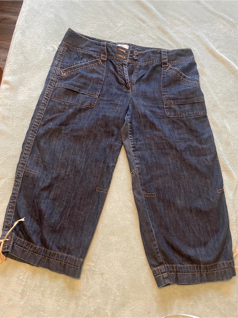 LOFT Dark Blue Denim Cargo Crop Jeans